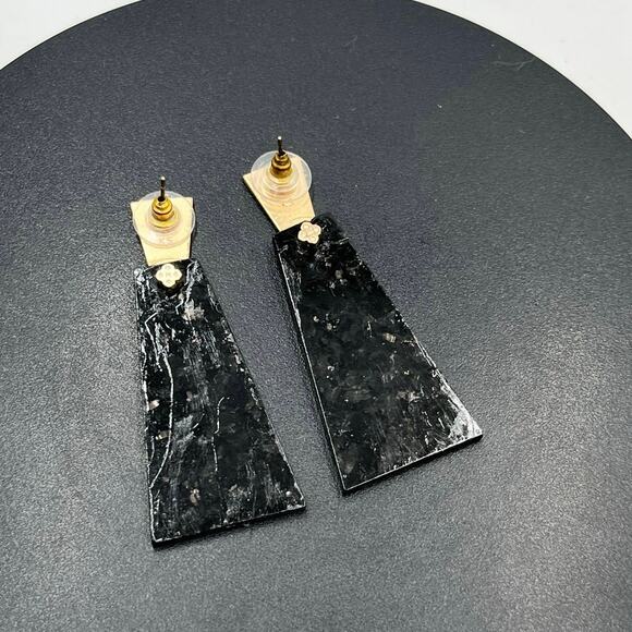 KENDRA SCOTT Collins Black Granite Large Drop Rose Gold Post Earrings - Picture 5 of 8